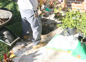 Amending soil at an Orlando landscaping project